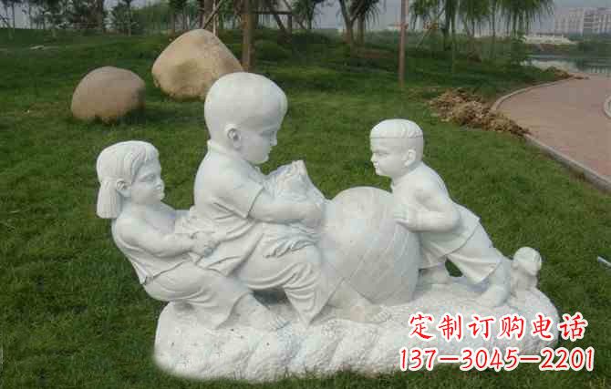 淄博拔萝卜的儿童石雕