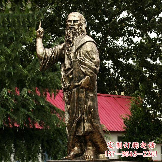 淄博柏拉图玻璃钢仿铜雕像-古希腊哲学家雕塑