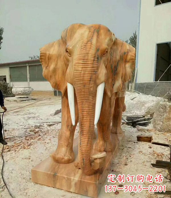 淄博大象石雕,招财进宝