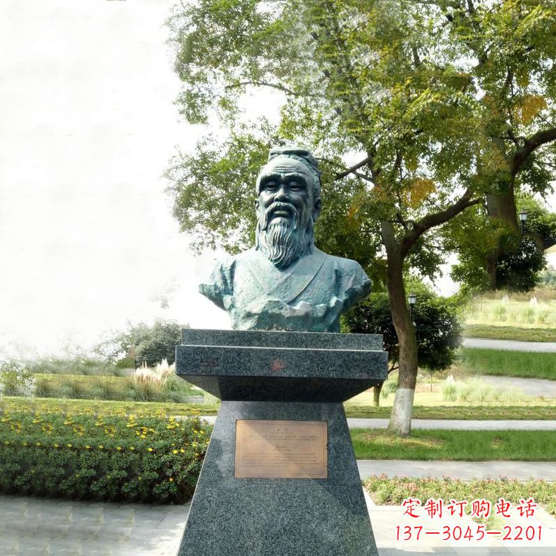 淄博扁鹊石雕头像-公园中国古代十大名医历史著名医学人物雕塑