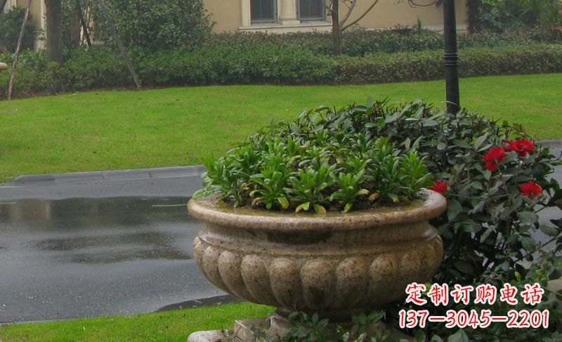 淄博别墅景观大理石花盆石雕 (4)