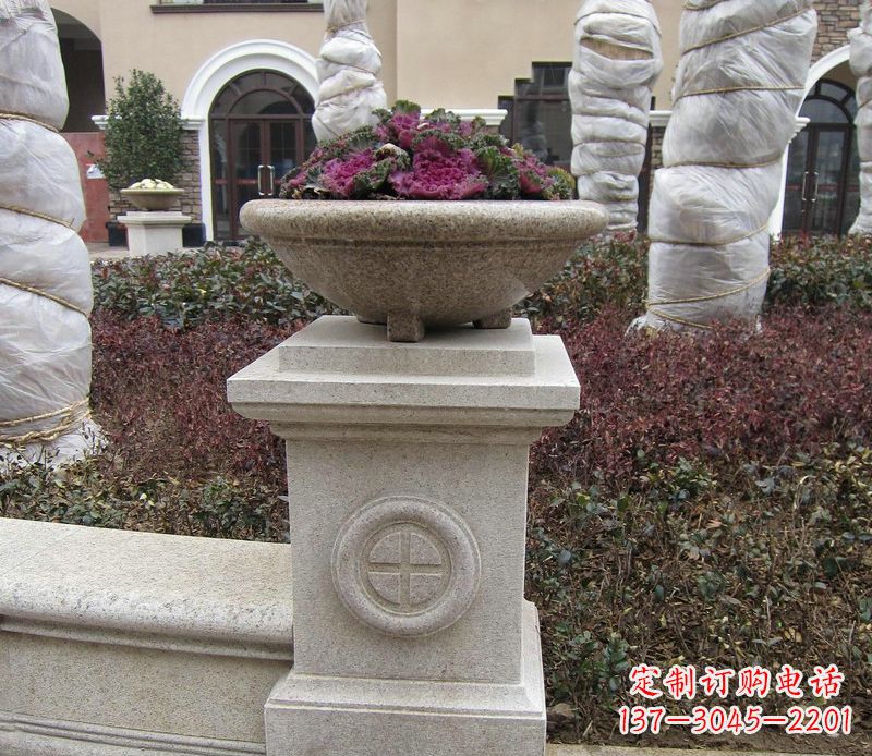 淄博精美大理石花盆,给你的家居添彩