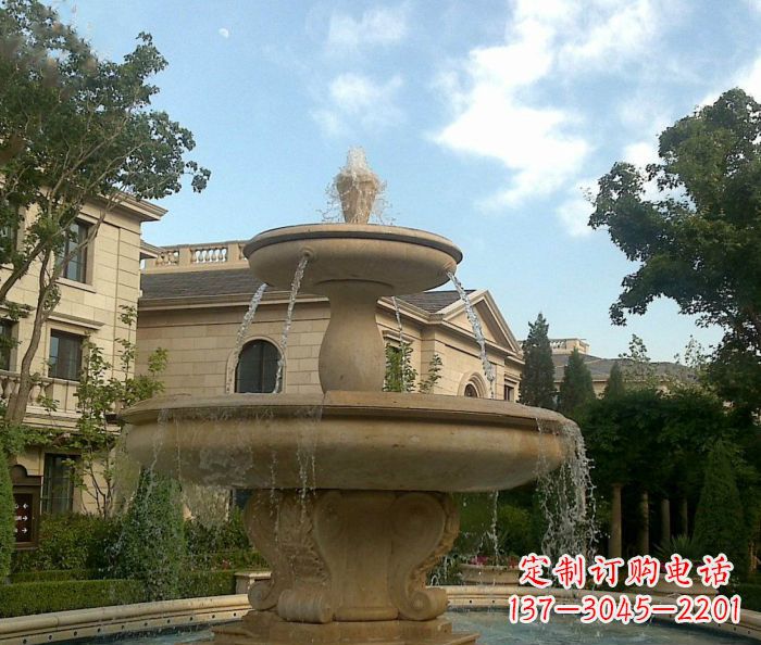 淄博别墅景观大理石喷泉雕塑