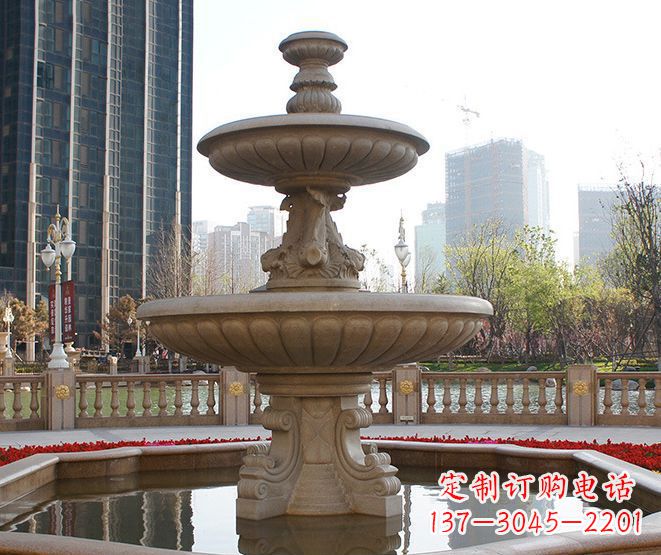 淄博别墅景观大型喷泉石雕