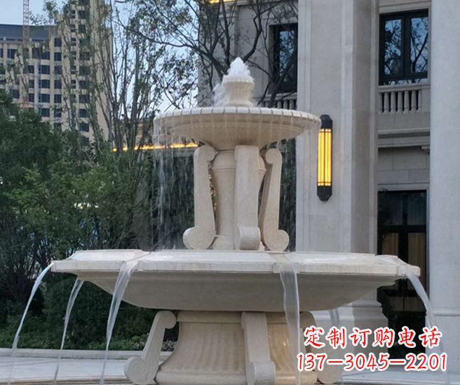 淄博别墅景观汉白玉喷泉石雕 (2)