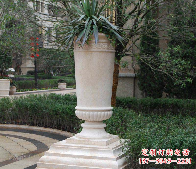 淄博别墅景观石雕花盆