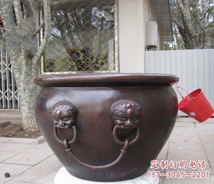淄博别墅招财水缸铜雕塑摆件 (2)