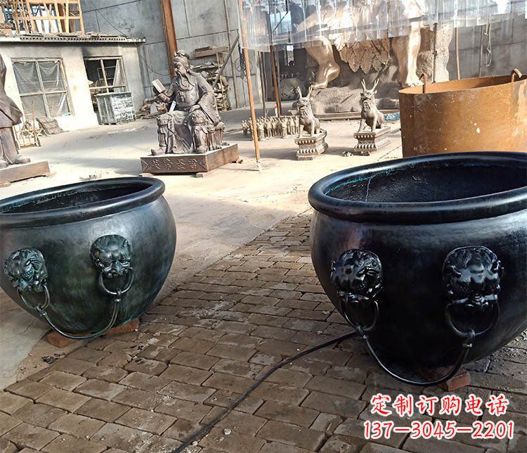 淄博别墅招财水缸铜雕塑摆件 (3)