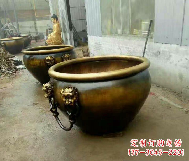 淄博别墅招财水缸铜雕塑摆件 (4)