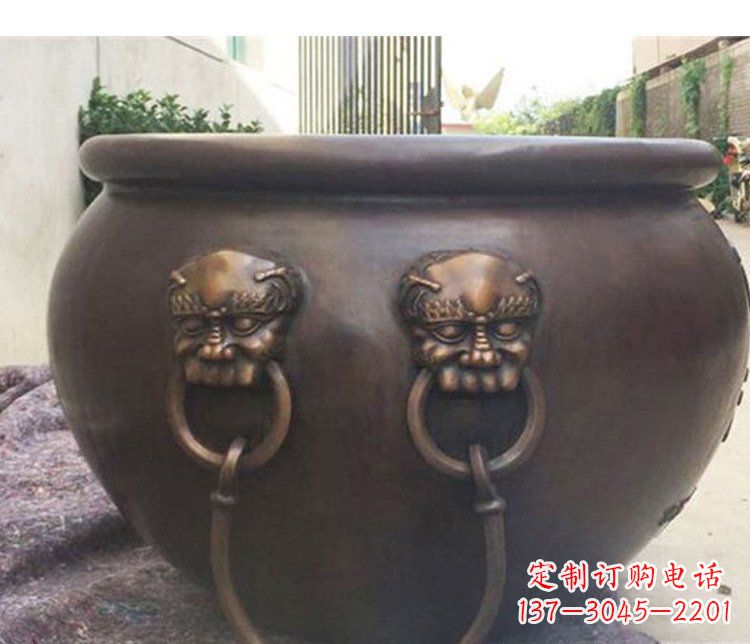 淄博别墅招财水缸铜雕塑摆件