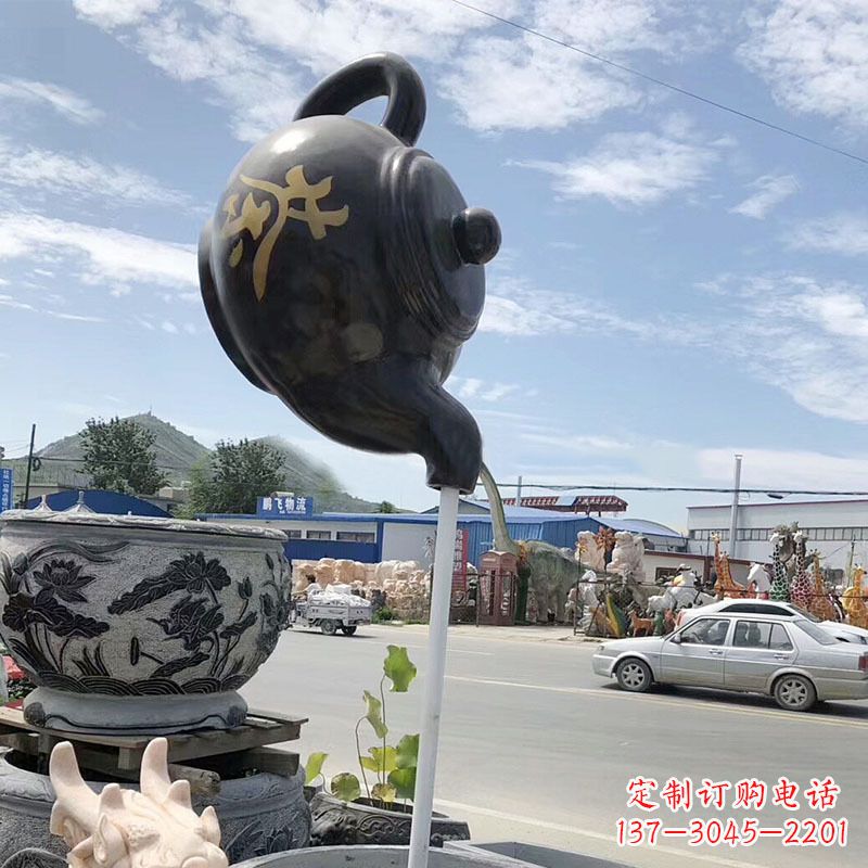 淄博玻璃钢茶壶雕塑——一座精美的喷泉景观