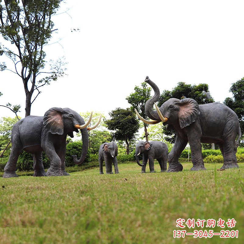 淄博玻璃钢大象雕塑传承古老文化,点缀园林景观