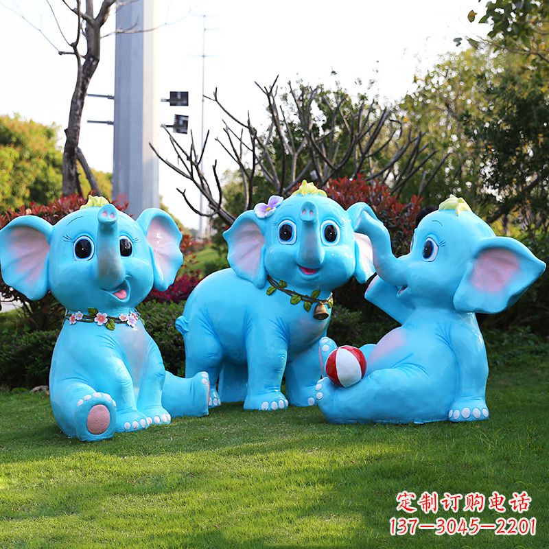 淄博玻璃钢大象雕塑精美的艺术品