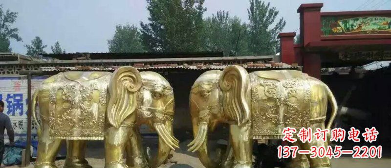 淄博玻璃钢大象雕塑仿铜雕塑的精美之作