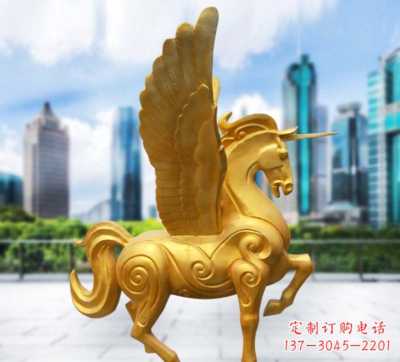淄博玻璃钢仿铜独角兽雕塑精美雕塑艺术