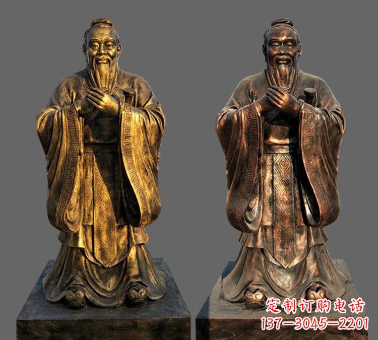 淄博玻璃钢仿铜孔子雕塑——校园名人的荣耀