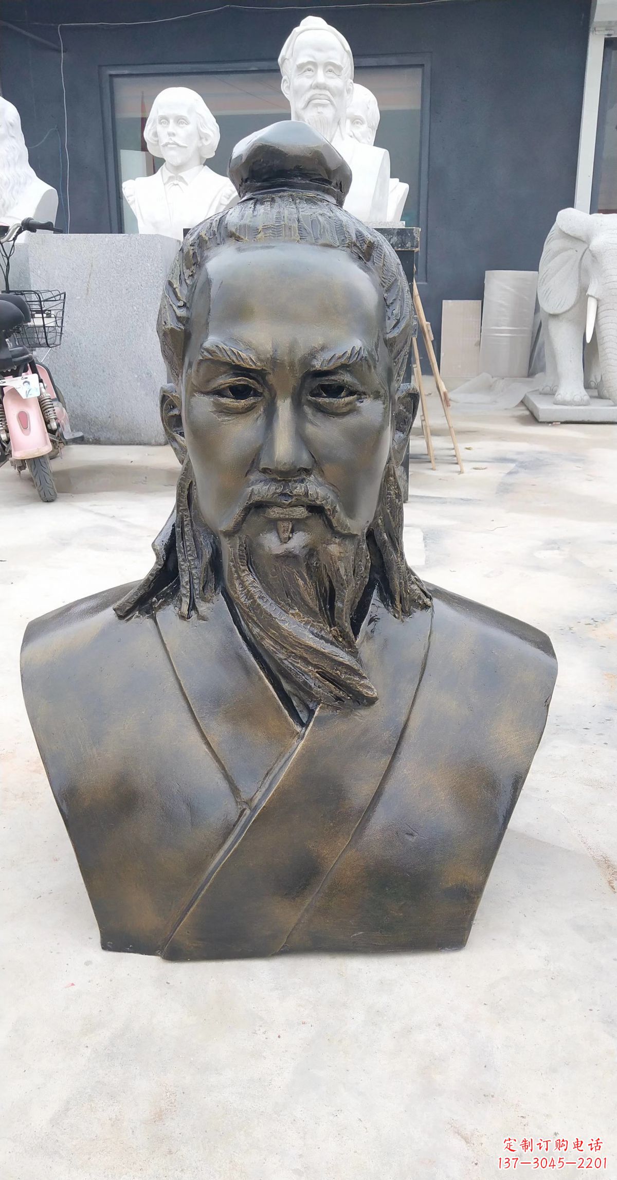 淄博玻璃钢鲁班头像雕塑传承传统雕刻技艺