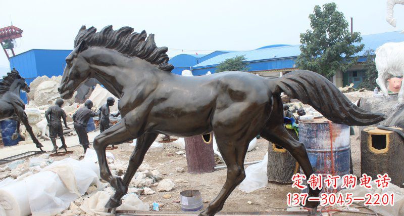 淄博玻璃钢仿铜马广场动物雕塑精美雕塑装点繁华城市