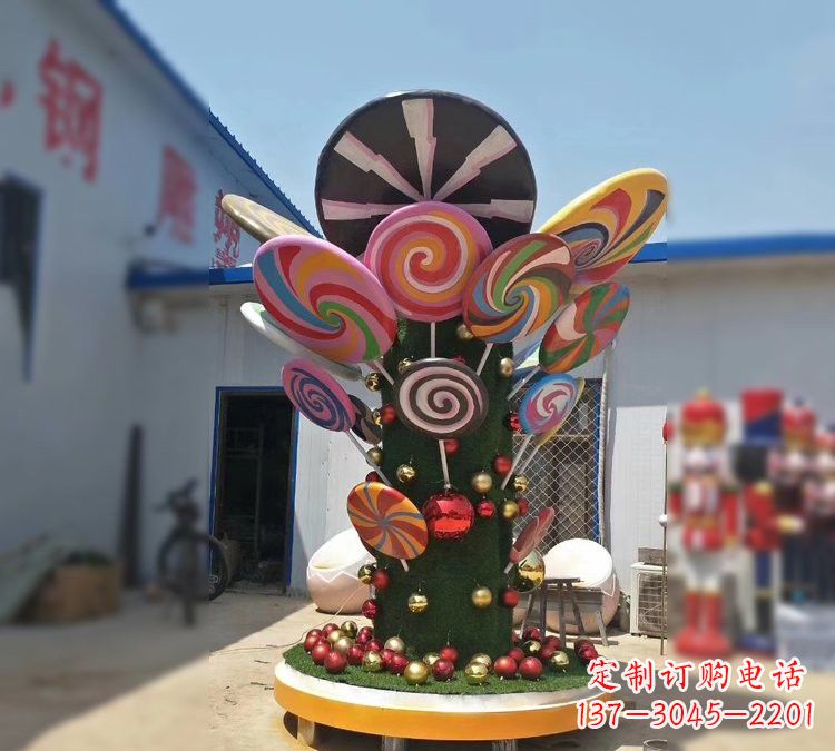淄博玻璃钢制作的棒棒糖雕塑