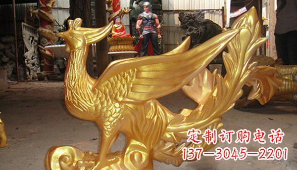 淄博玻璃钢凤凰仿铜动物雕塑传承传统文化