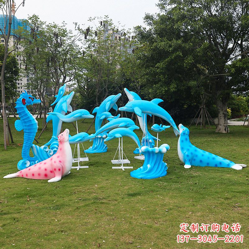 淄博玻璃钢海豚雕塑艺术的精美表现