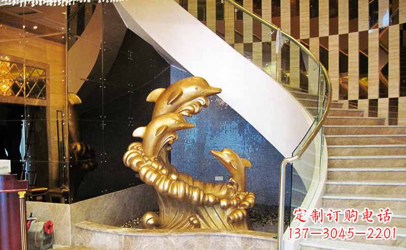 淄博玻璃钢海豚雕塑精美的艺术精品