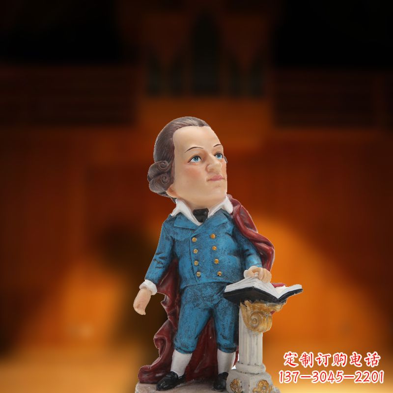 淄博玻璃钢艺术莫扎特雕塑