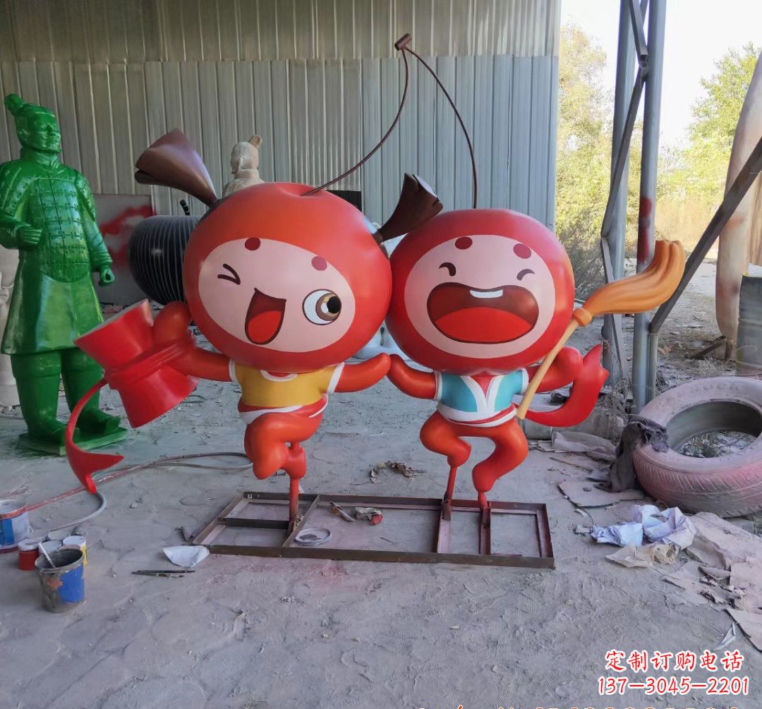 淄博精致的玻璃钢苹果雕塑