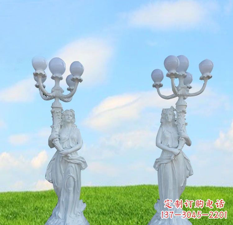 淄博美女雕塑玻璃钢西方美女路灯的艺术精髓