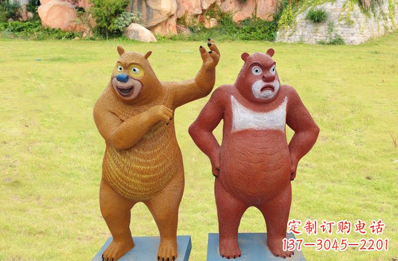 淄博玻璃钢熊大熊二雕塑浪漫的熊熊之旅