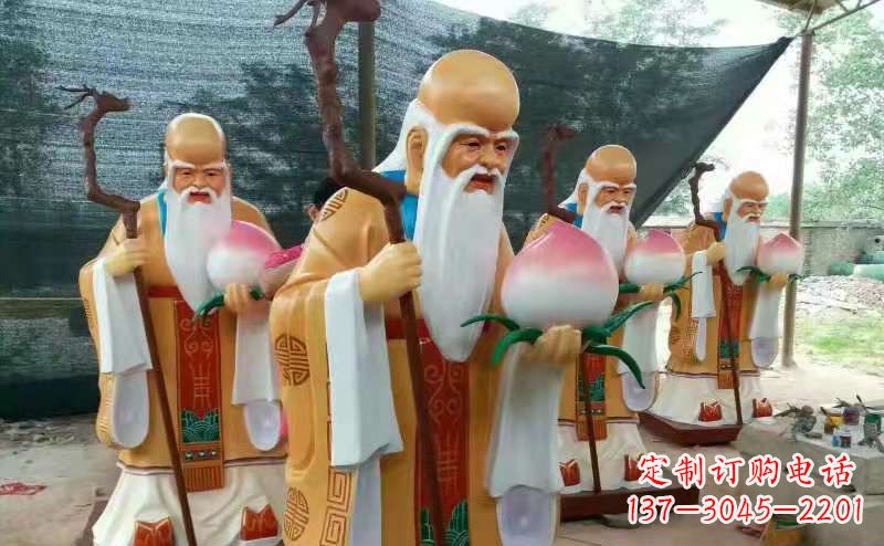 淄博玻璃钢宗教庙宇神像彩绘老寿星雕塑
