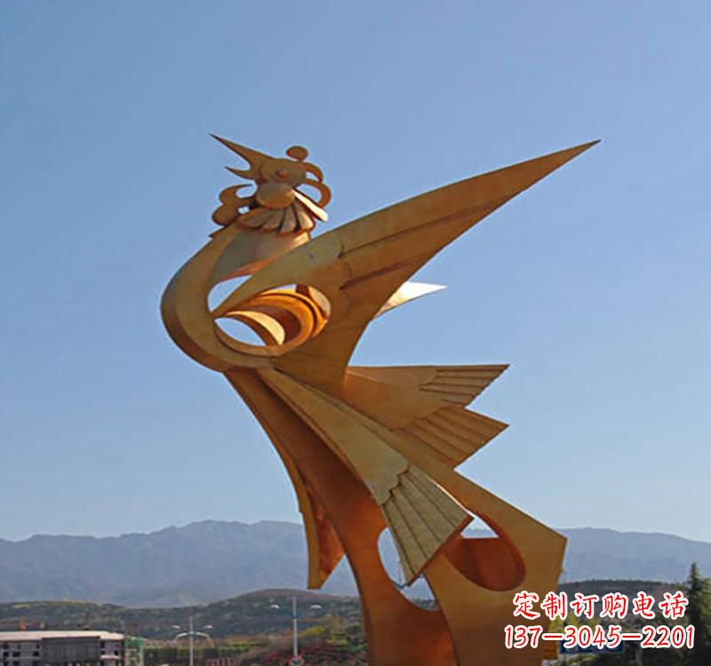 淄博不锈钢凤凰雕塑传承瑞雪兆丰年