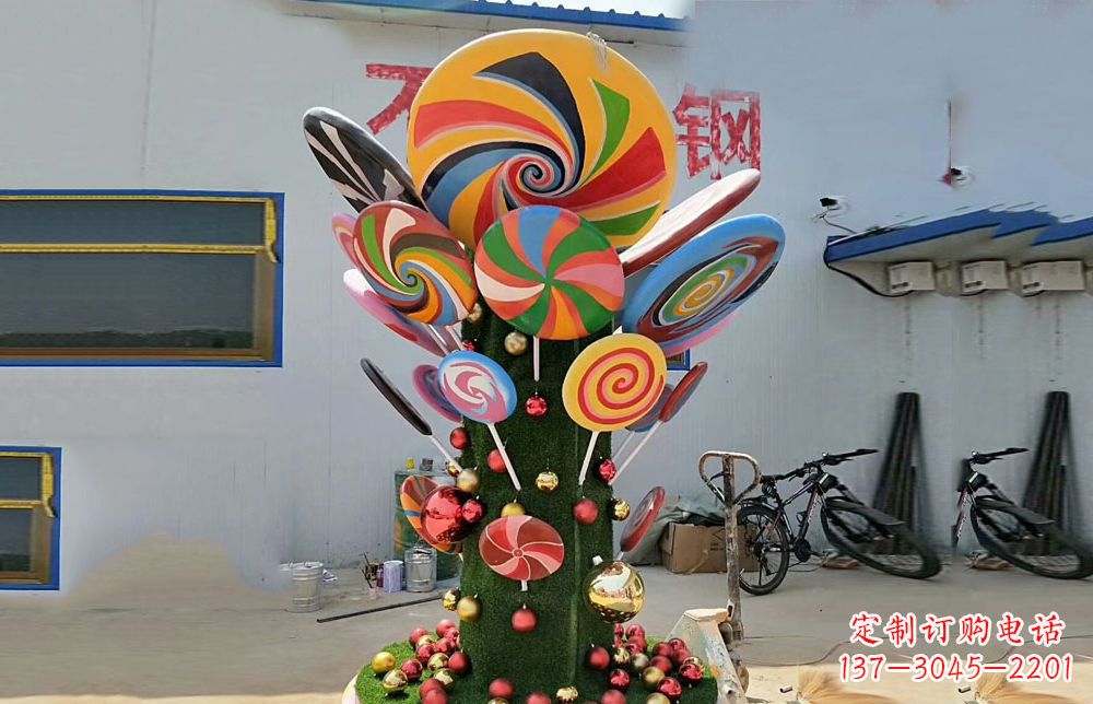 淄博不锈钢彩色棒棒糖雕塑艺术与景观的完美结合