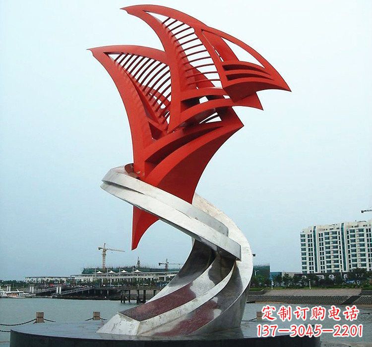 淄博不锈钢彩色帆船雕塑