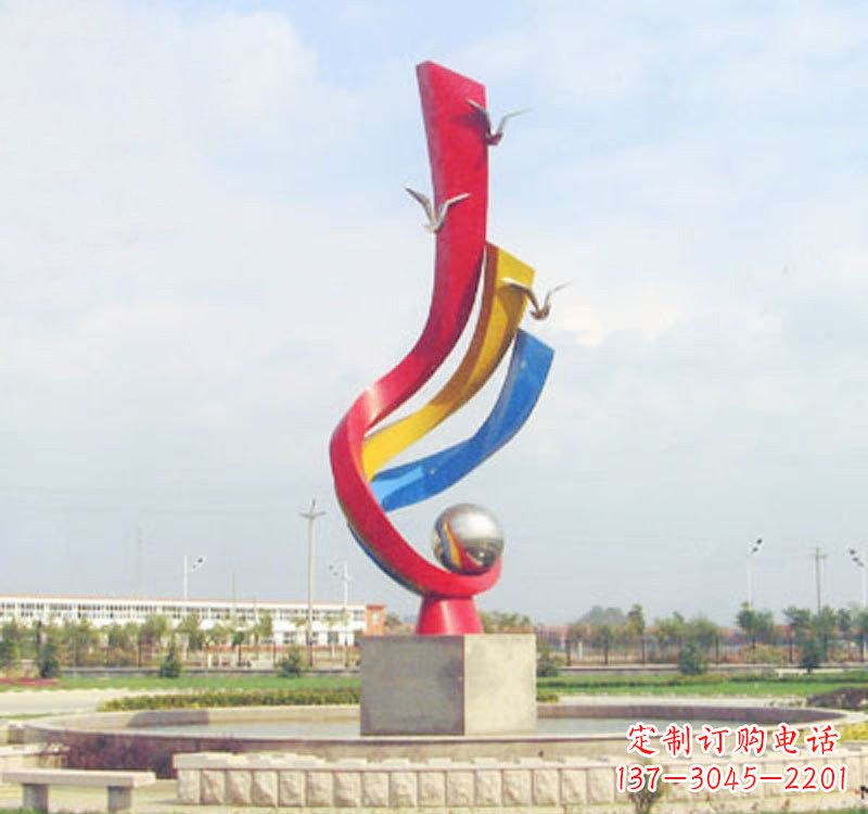淄博不锈钢彩色海鸥海浪雕塑——美丽传承