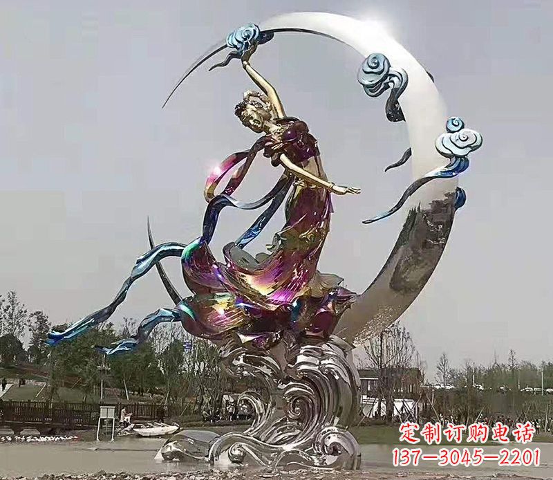 淄博不锈钢嫦娥奔月雕塑