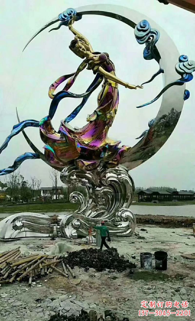 淄博不锈钢嫦娥奔月雕塑