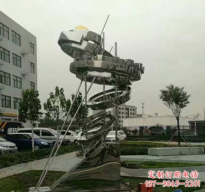 淄博不锈钢戒指雕塑——点缀城市美景