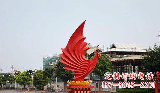淄博不锈钢凤凰雕塑象征着城市繁荣