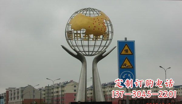 淄博不锈钢城市景观中的地球雕塑