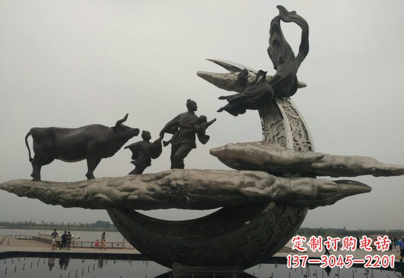 淄博不锈钢牛郎织女雕塑传说中的爱情