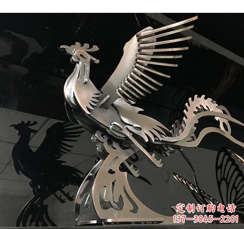 淄博不锈钢凤凰雕塑精美的艺术品