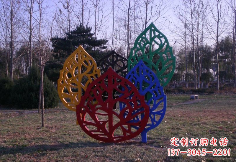 淄博精美不锈钢树叶雕塑