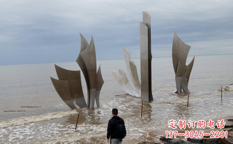 淄博不锈钢船帆海边景观雕塑