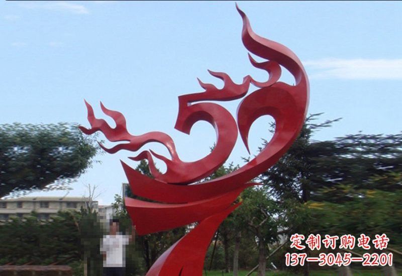 淄博不锈钢凤凰涅槃雕塑——象征着新生