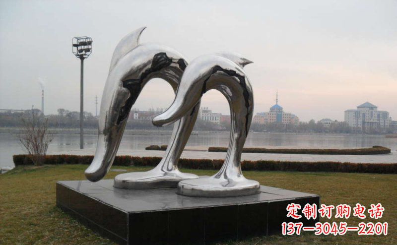 淄博精致的不锈钢海豚雕塑