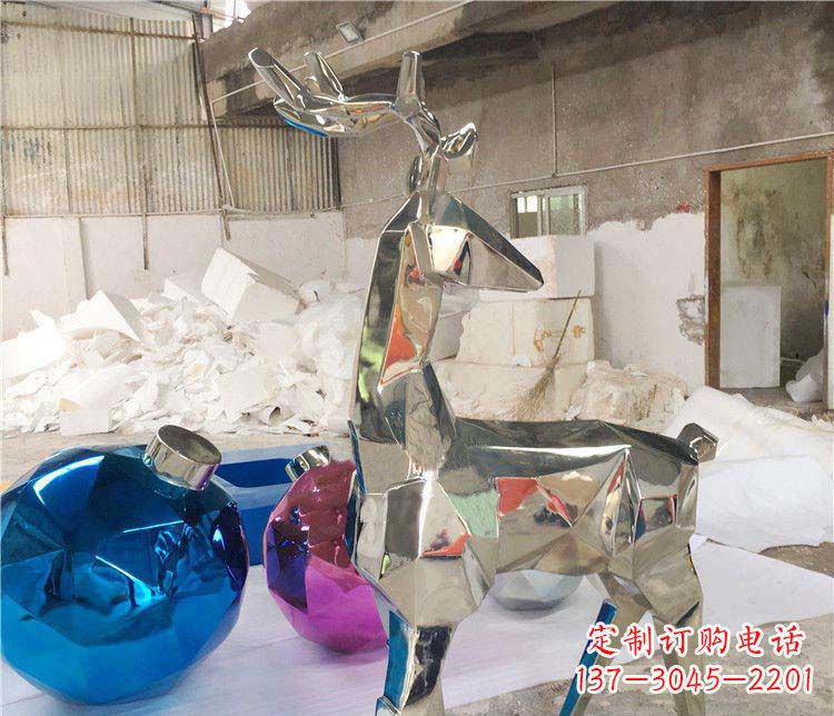 淄博不锈钢梅花鹿雕塑