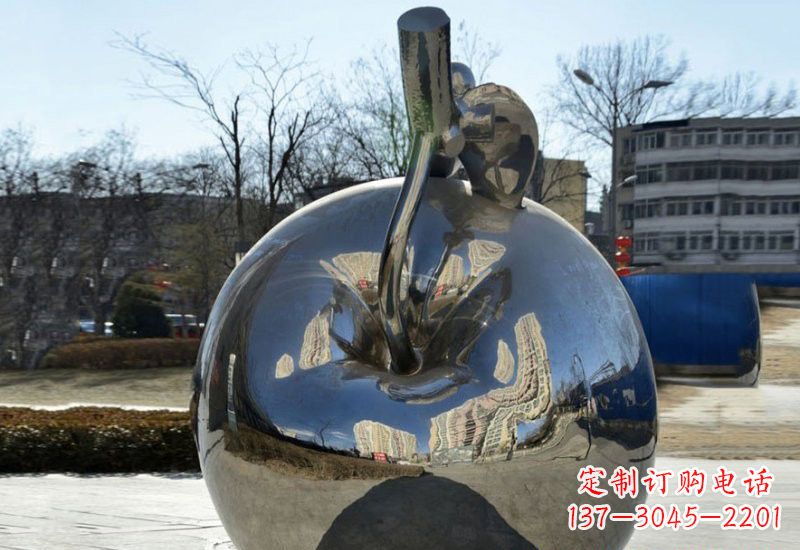 淄博精致的不锈钢苹果雕塑