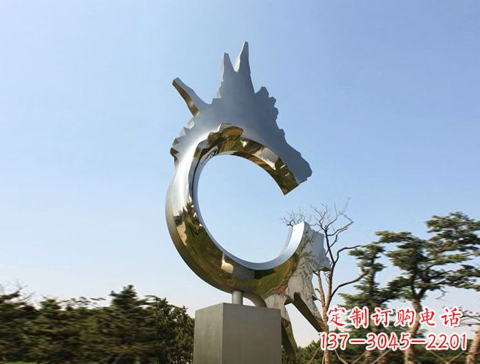淄博不锈钢抽象龙头雕塑