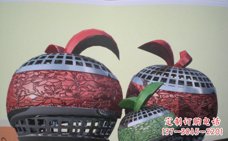 淄博不锈钢苹果雕塑